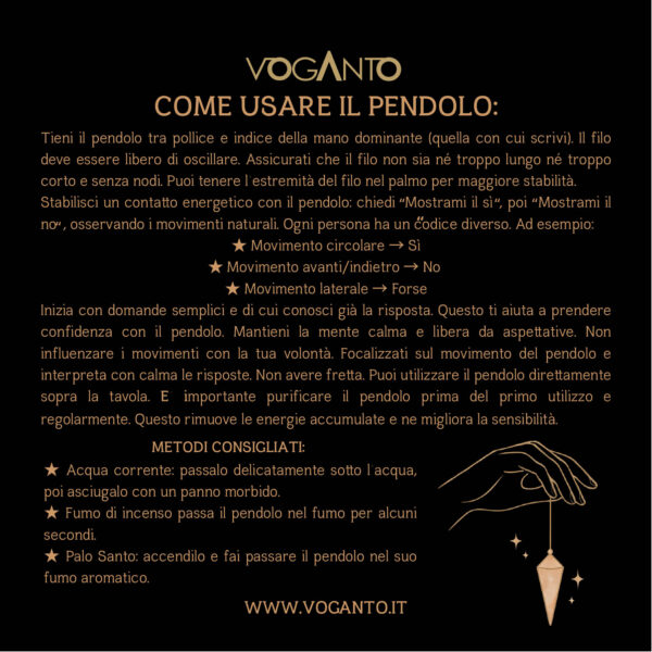 pensolo e spiegazione su l'uso del pendolo -voganto grossista
