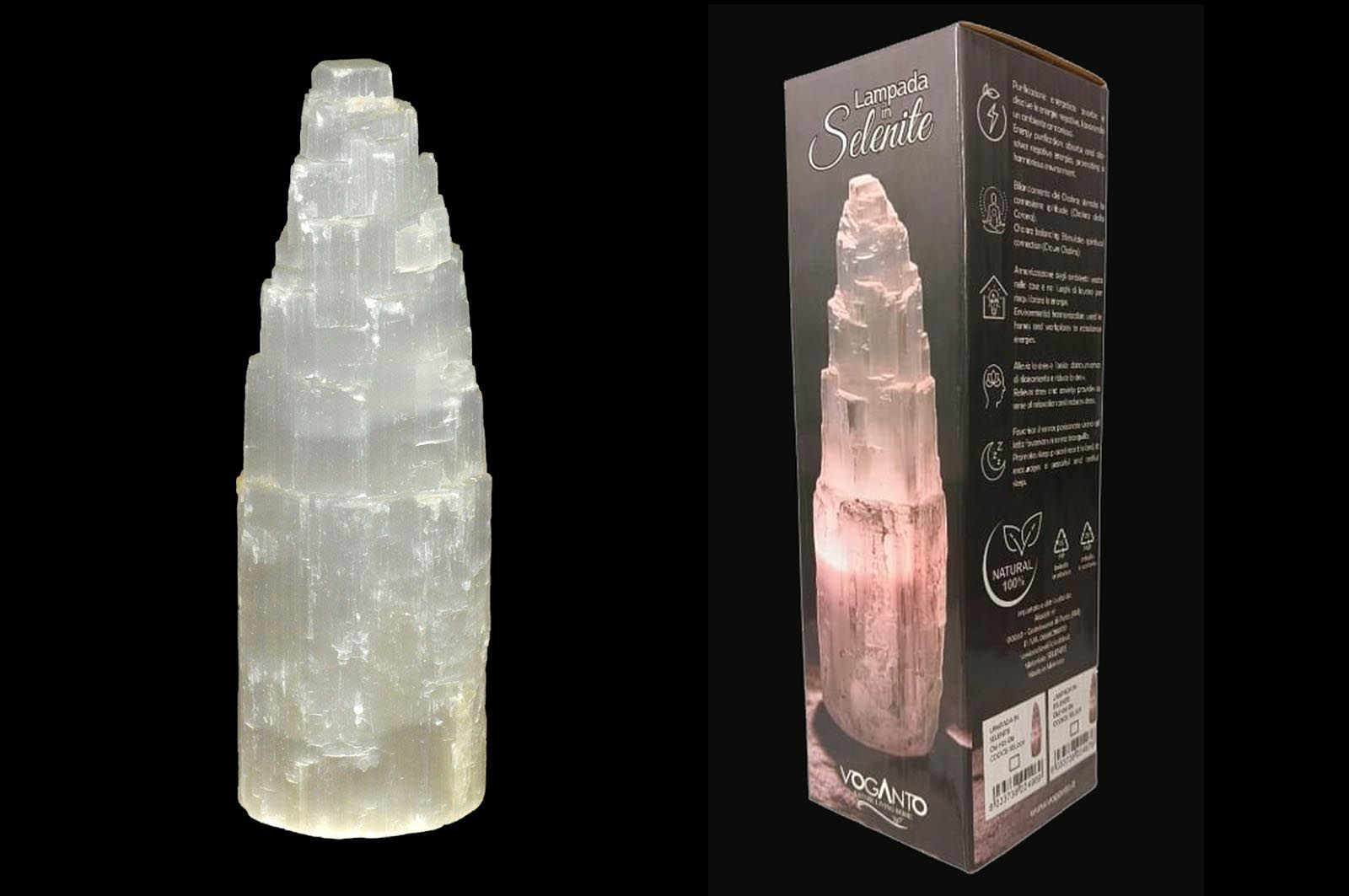 LAMPADA IN SELENITE LAMPADA DI SELENITE CON SCATOLA ALL'INGROSSO
