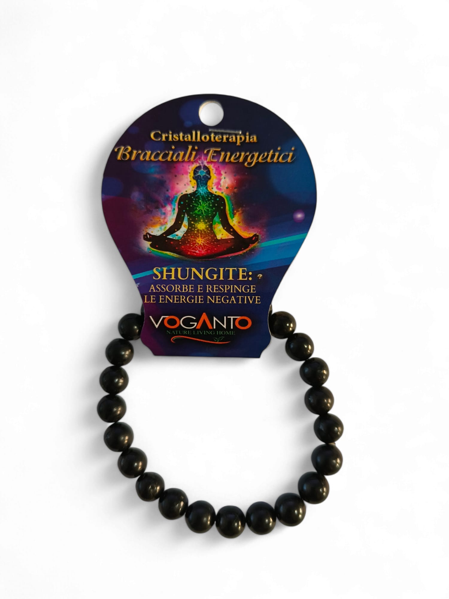 Bracciale donna con pietra dura shungite mm 8 con cartellino