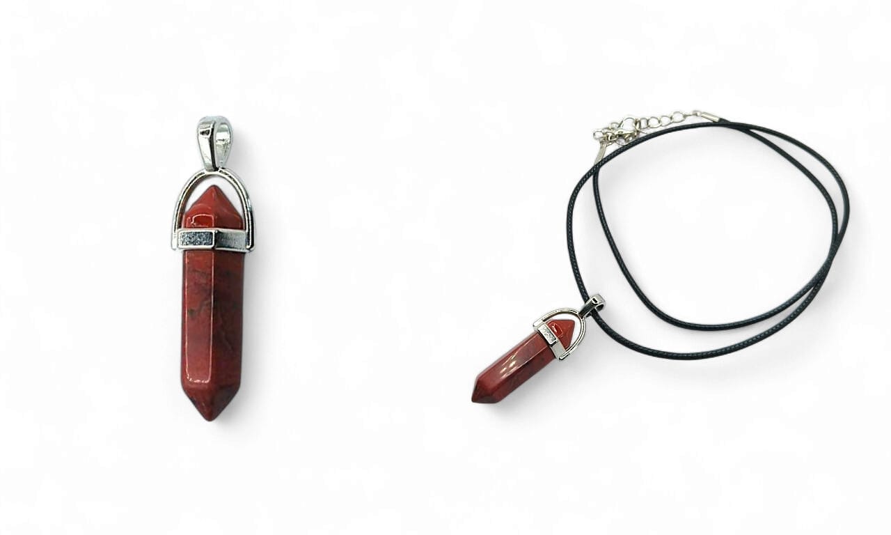 CIONDOLO DIASPRO ROSSO (2) PENDENTI IN PIETRA DIASPRO ROSSO