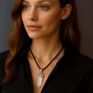 COLLANA CON CIONDOLO LACCIO CERATO CRISTALLO DI ROCCA