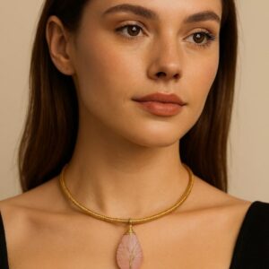 COLLARINO RIGIDO CAPIM DOURADO ORO VEGETALE con pietra