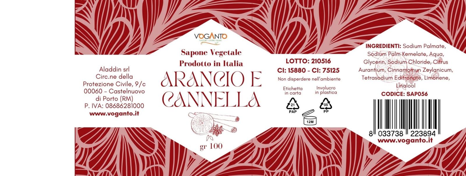 Sapone vegetale arancio e cannella Ingrosso di saponi vegetali naturali made in italy -voganto