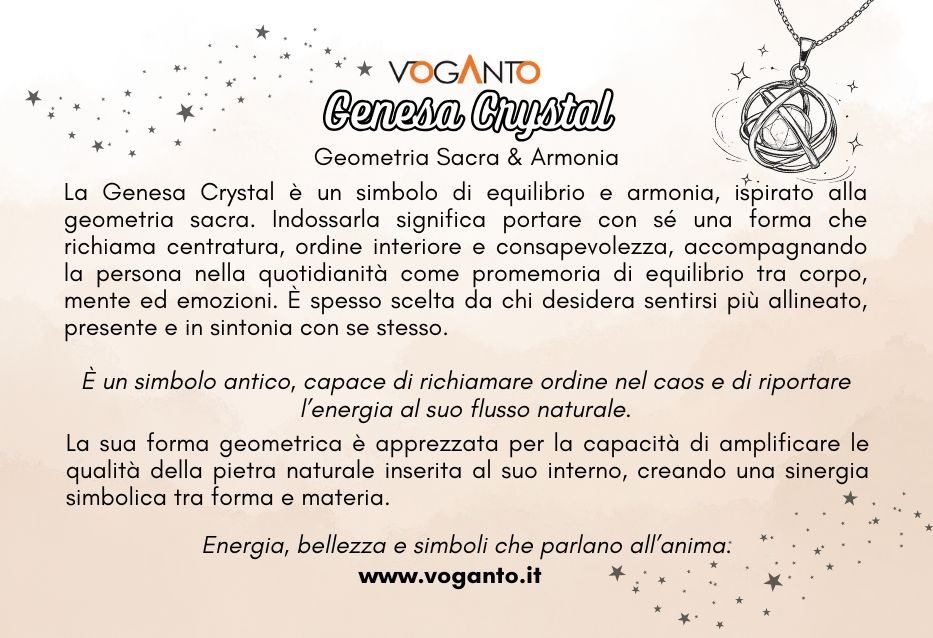 Ciondolo Genesa Malachite cartellino voganto per le genese