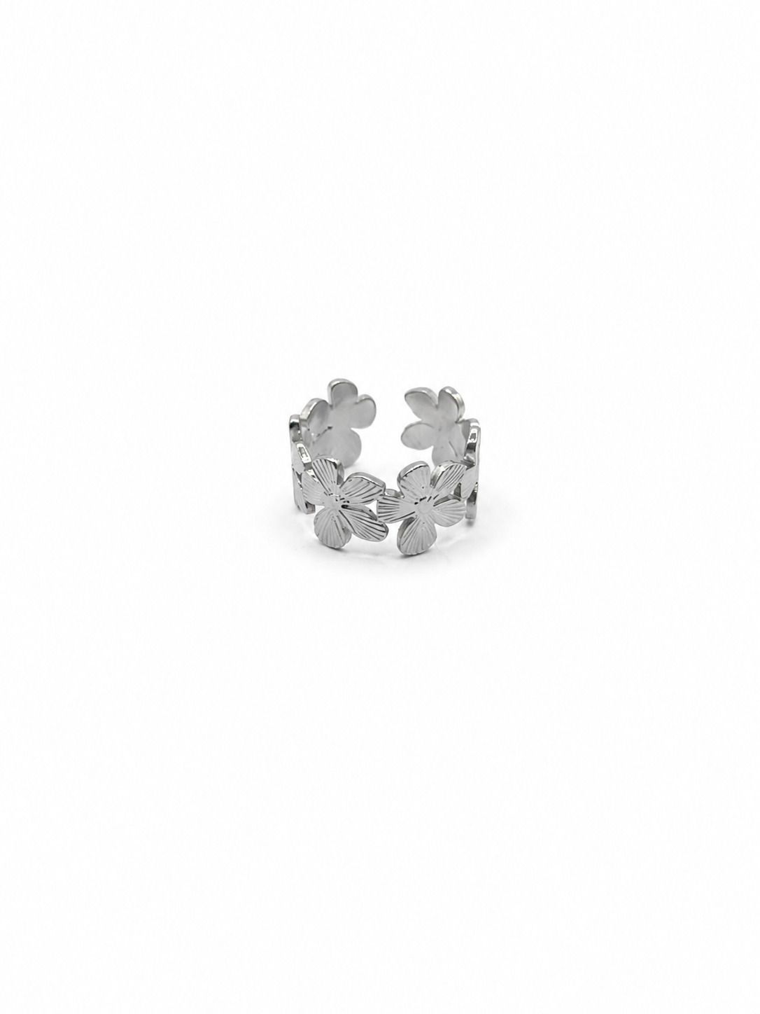 Anello regolabile fiori in acciaio - Vendita all’ingrosso