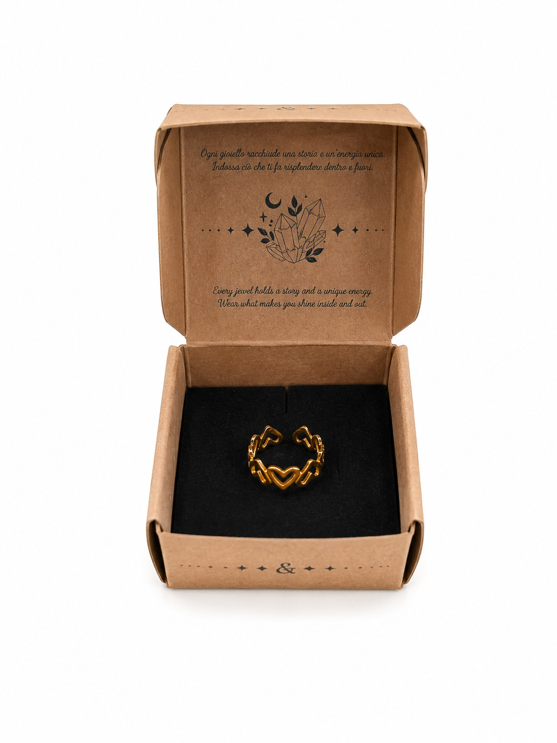 anello con scatola cuori oro anelli in acciaio inossidabile
