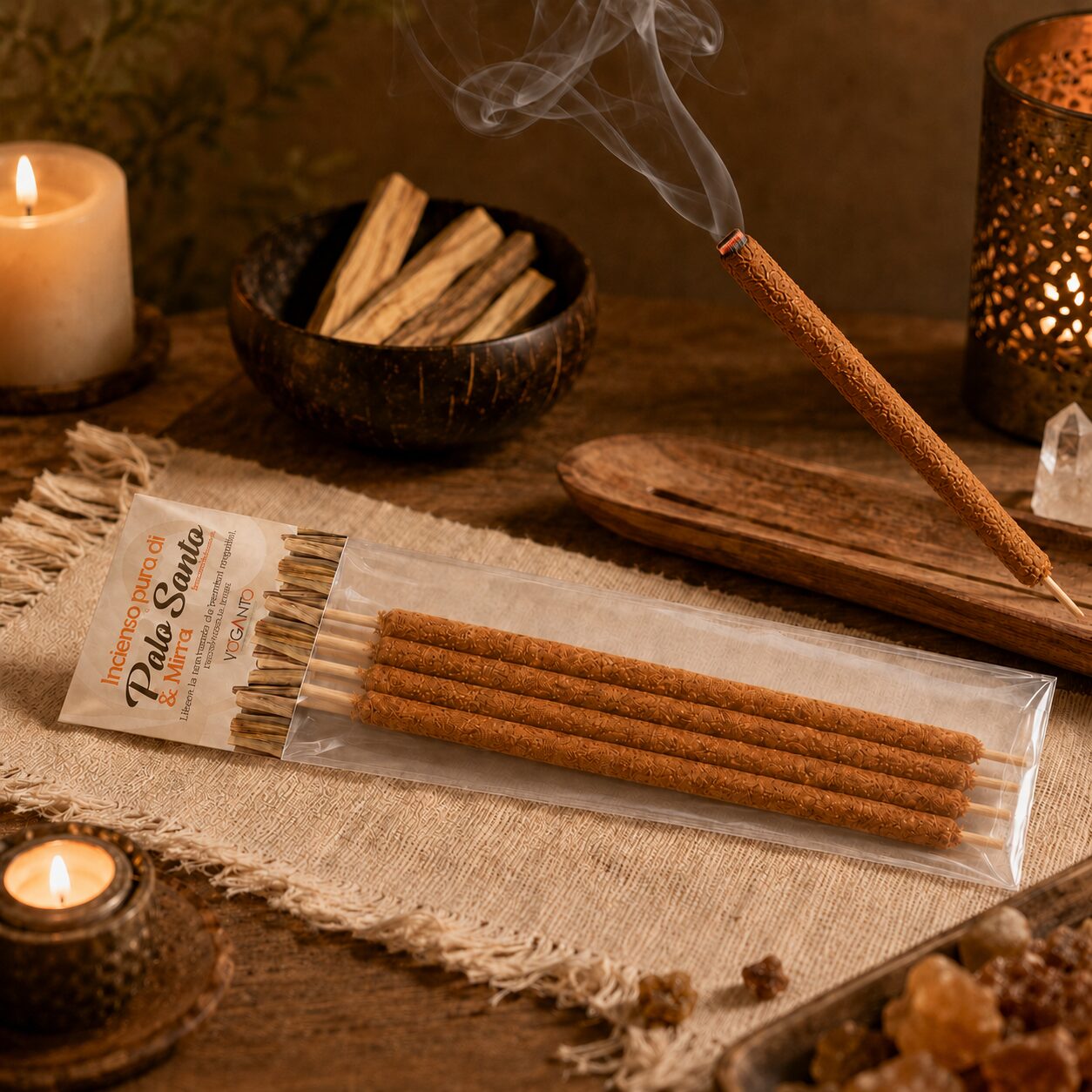 Incenso Palo Santo e Mirra – Confezione da 4 Bastoncini XL