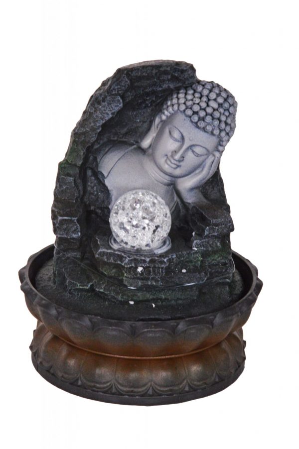 Fontana-zen-da-interno-Budda-con-sfera-in-vetro-e-led